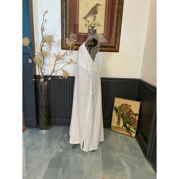 J.Crew White Linen Cotton Maxi Dress 3X Plus Size Crisscross Back - Picture 4 of 15